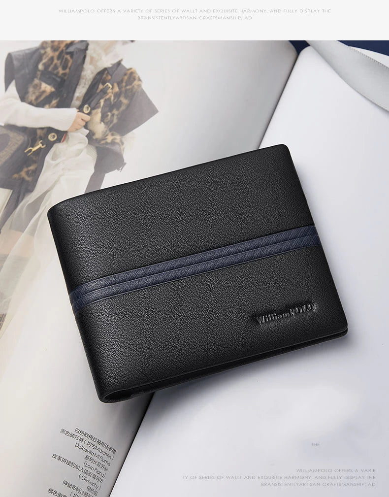 Luxury men's short leather wallet 2024 new large capacity multi-card money clip boys gift thin money clip