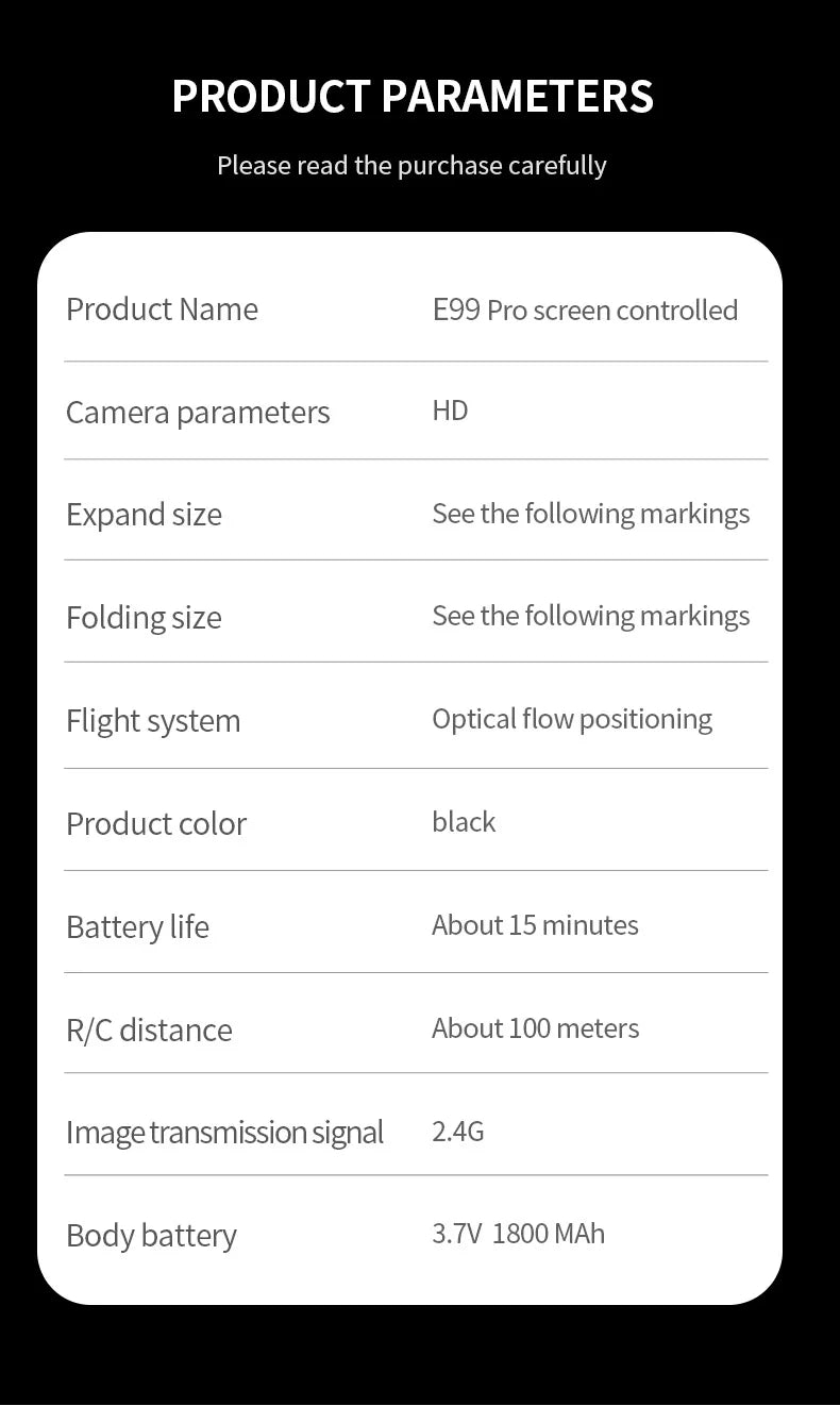 E99 PRO Drone Screen Control Aerial Drone High Definition Dual Camera Remote Control Aircraft, Folding Quadcopter Kid Gift
