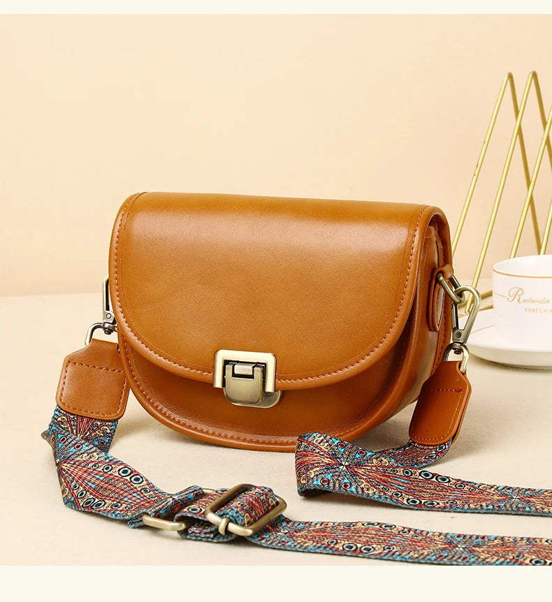 2023 New Style Real Leather Women's Bag Vegetable Tanned Genuine Cow Leather Single Shoulder Messenger Bag Lady Popular Purse
