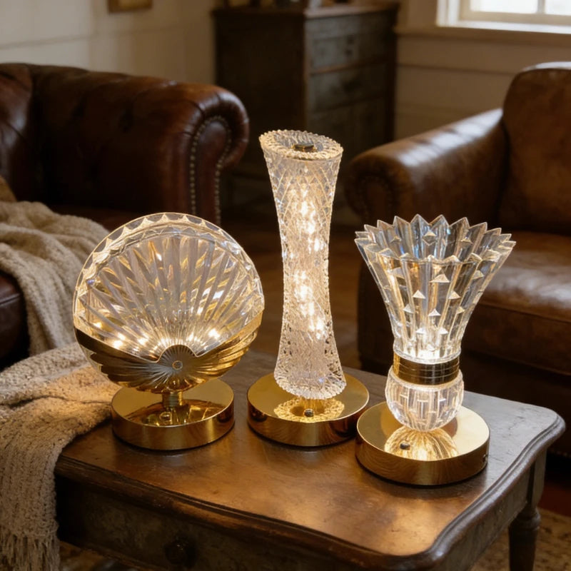Modern Crystal Table Lamp Bedroom Bedside Light Touch Control Night Light Romantic Ambient Lamp For Home Decor