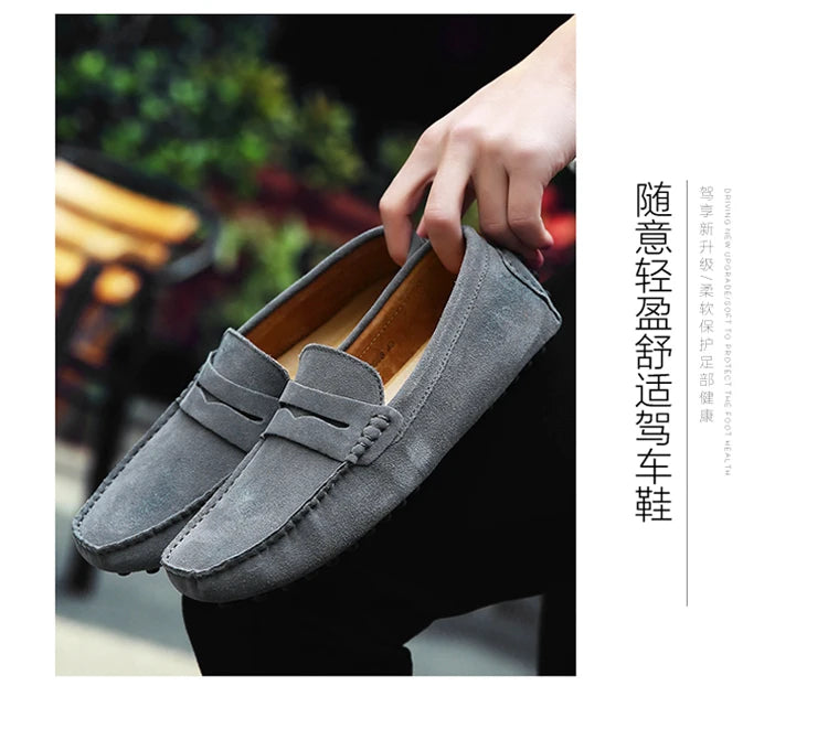 Men's Casual Fashion Genuine Leather Loafers Moccasins Slip-On Driving Shoes 38-50 Size Range Male Flats Comfort Footwear