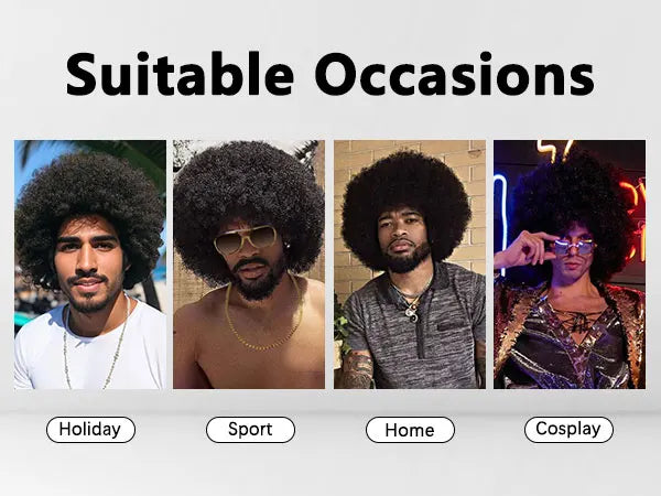 Synthetic 70S 80S Men’s Afro Wig for Disco Party Hippie Extensionsro Curly Retro Disco Rocker Wigs for Costume Halloween Cosplay