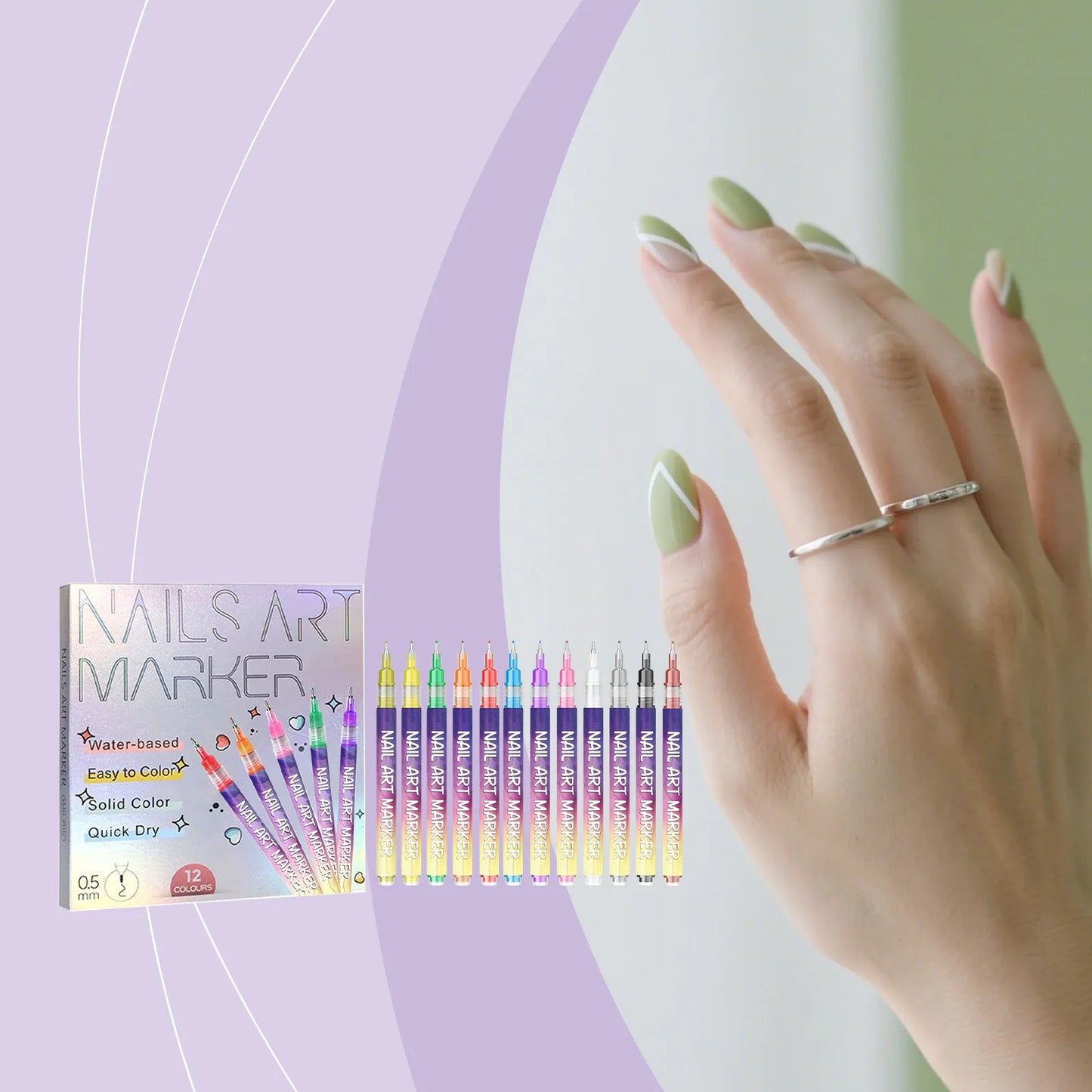 Multi-Color DIY Nail Art Pens Line Drawing and Detailing Tools for Nail Art Ideal for Manicure Nail Designs and DIY Nail Art Kit
