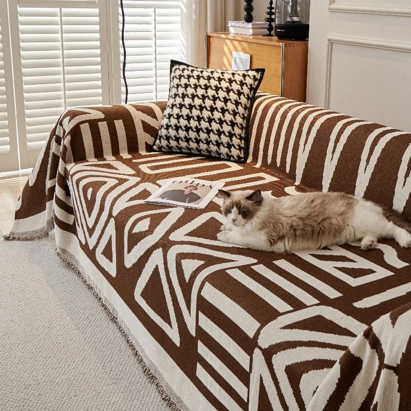 Bohemia Jacquard Slipcover Chenille Sofa Cover with Tassels Sofa Towel Living Room Camping Multipurpose Blanket Furniture Decor