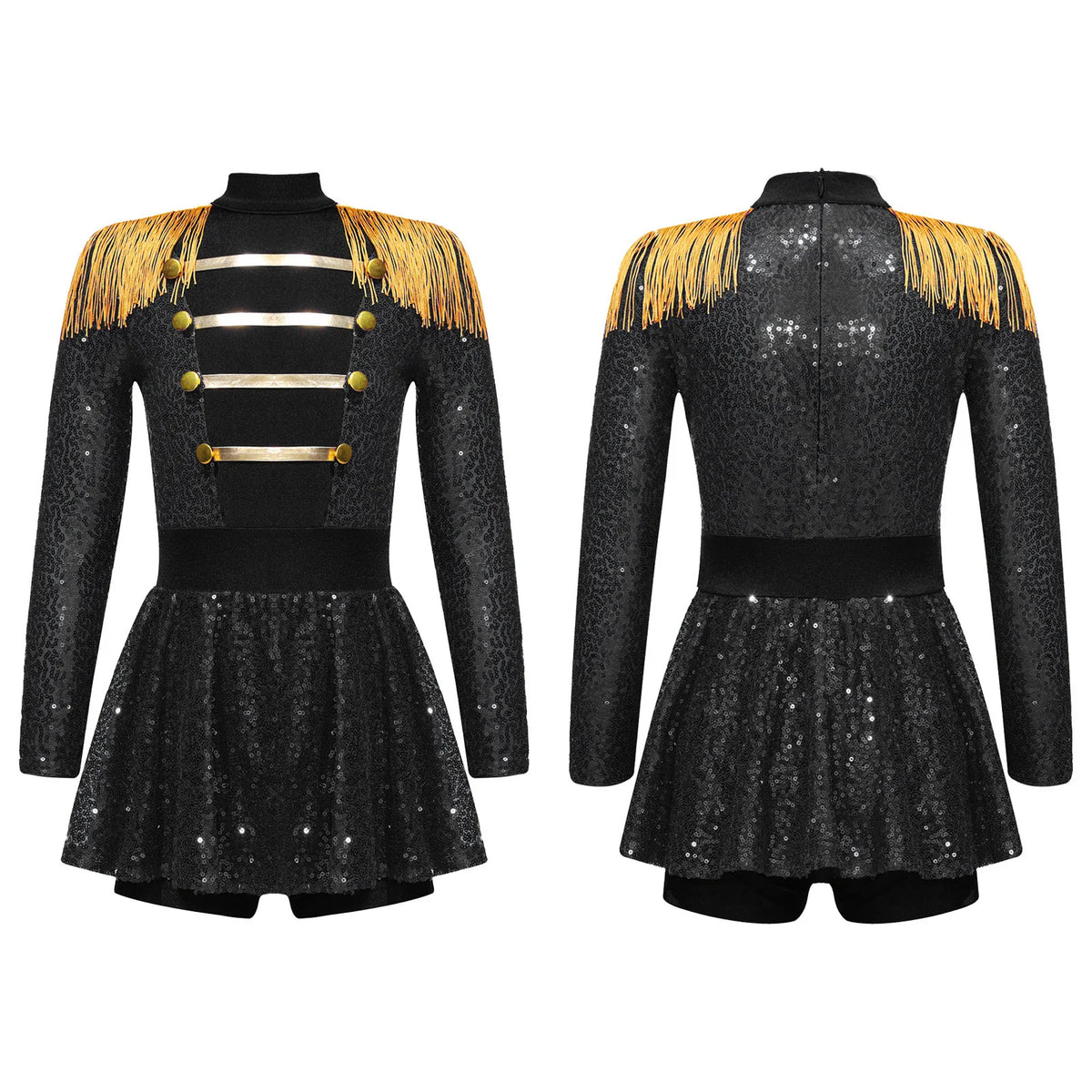 Halloween Costume Romper Circus Ringmaster Cosplay Carnival Party Shiny Sequins Leotard Dress Drum Majorette Magician Dress Up
