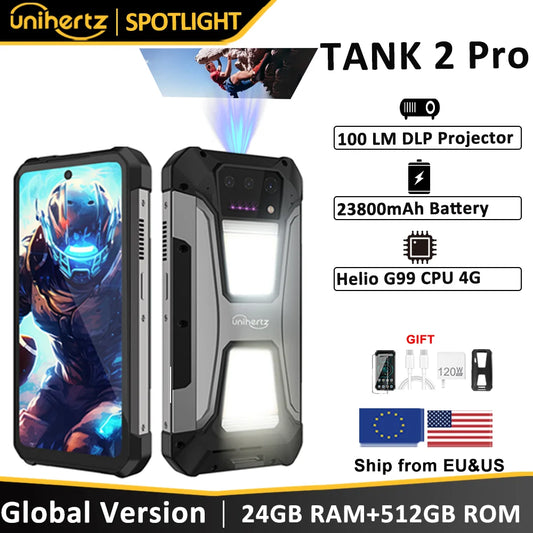 Unihertz 8849 tank 2 Pro rugged phone Android 14 24GB 512GB with 23800mAh battery superior projection 6.79 "FHD waterproof phone