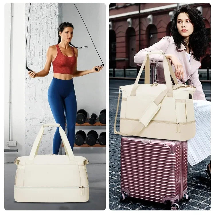 Large Capacity Gym Bag Multifunctional USB Charging Port Storage Bag Dry Wet Separation Sports Travel Organizer Home Storage