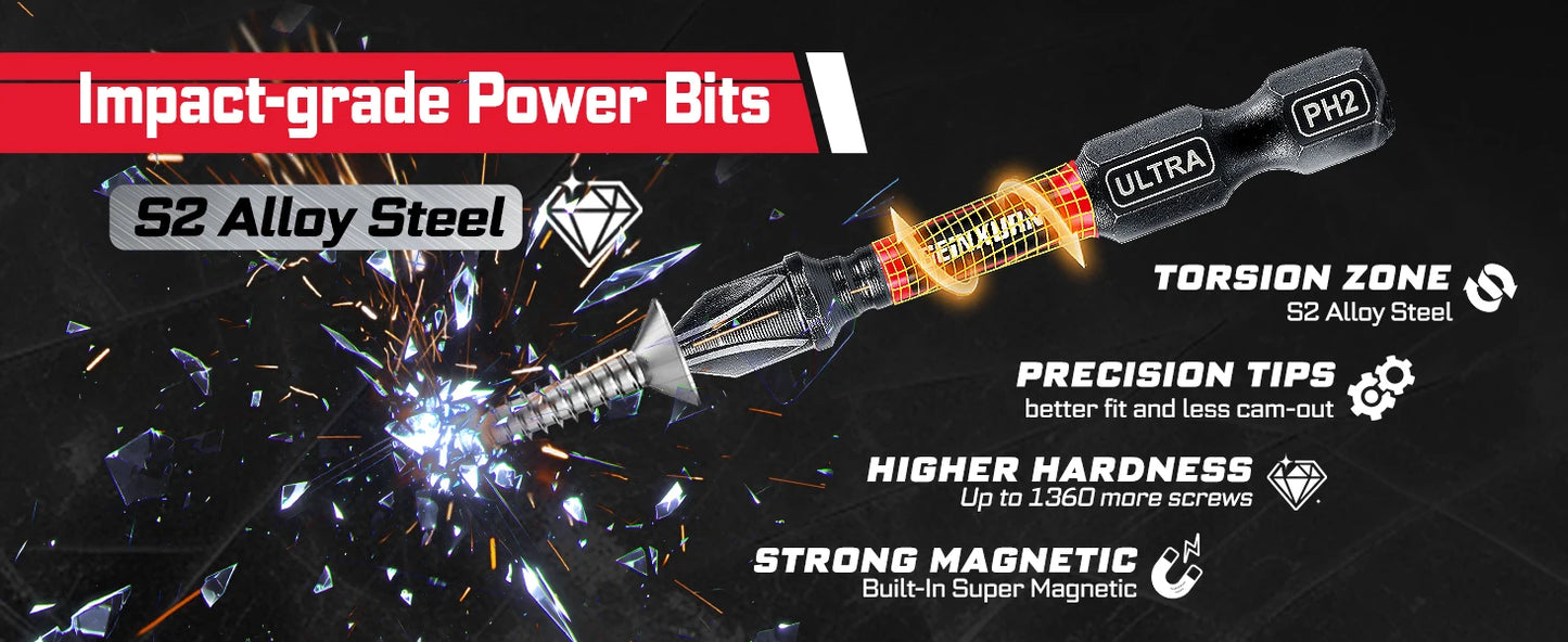 Geinxurn 58Pcs Tools Set Packaged with Impact Screwdriver Bits,Mini Wrech,Step Drill,Socket Adapter and Bit Holder for DIY