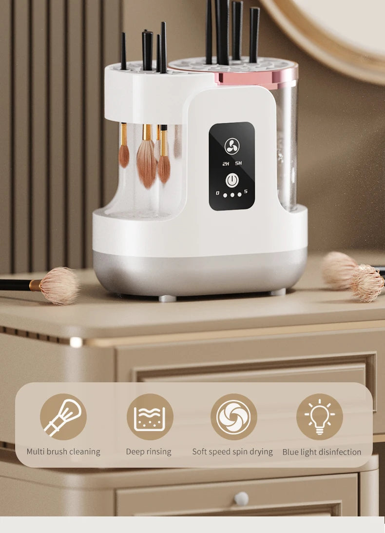 USB Electric Makeup Brush Cleaner 3-in-1 with Automatic Quick-Drying Support Device - Makeup Brush Cleaning And Drying Book Tool