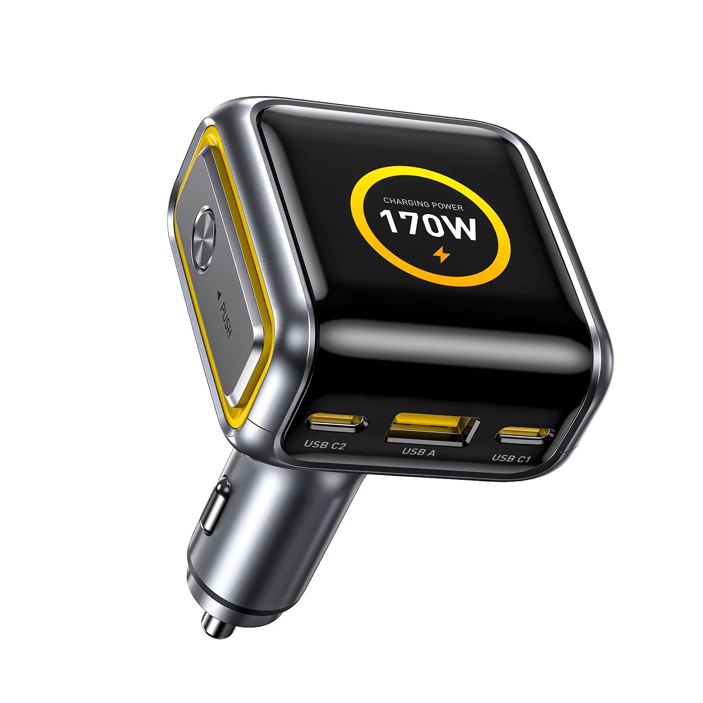 AOHI THE FUTURE Car Charger  AI PD GAN+ 170W 3-Port LED Display Fast Car Charger