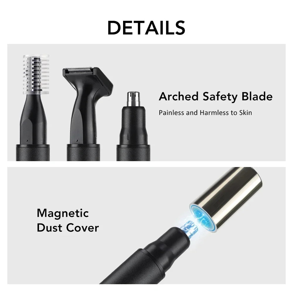 3 in 1 Electric Nose Hair Trimmer for Men Portable Digital Display Nose Ears Hair Eyebrow Trimmer 360° Roating Painless Safe