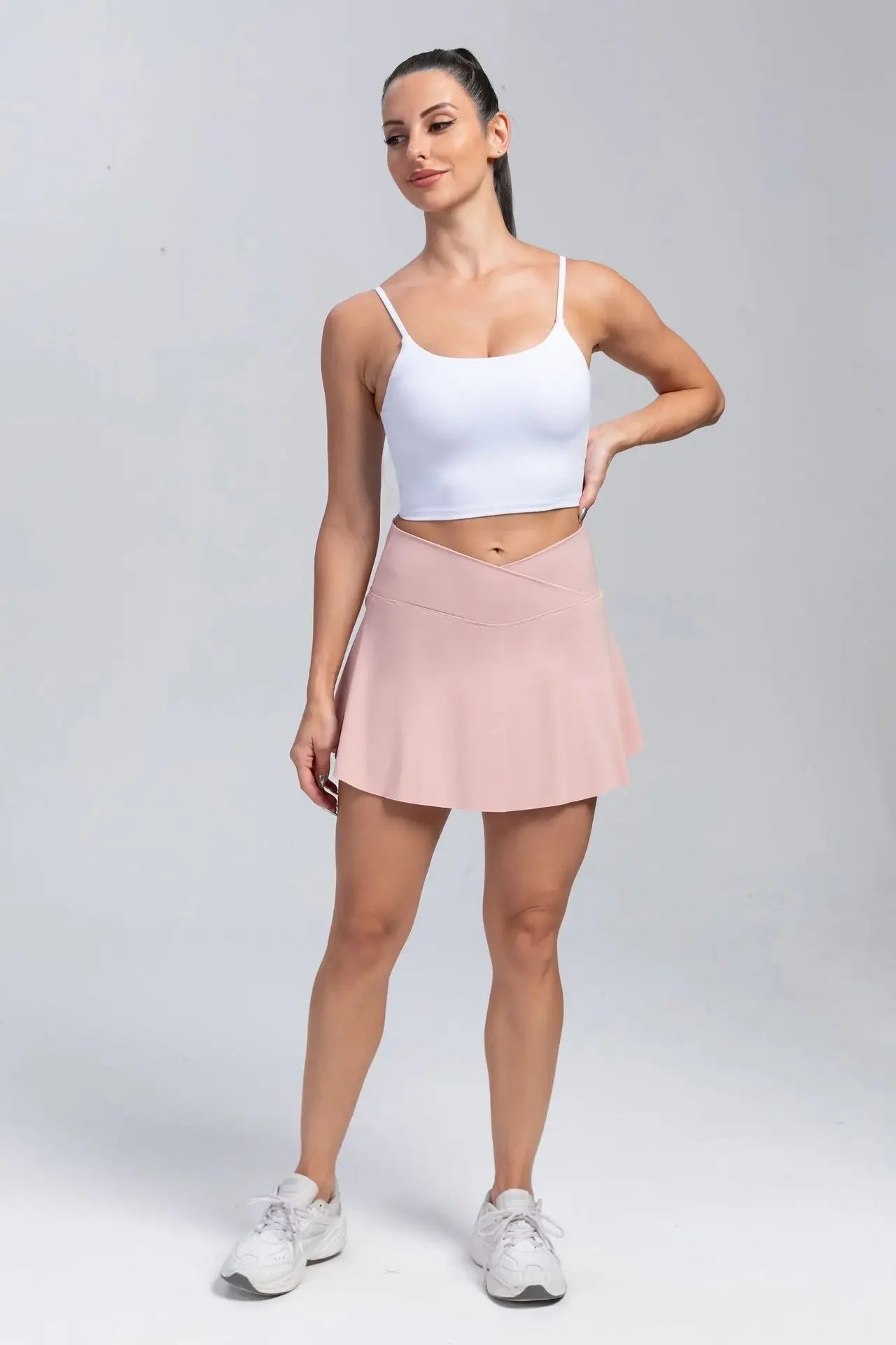 Women Fitness Shorts Skirts Yoga Seamless Leggings High Elastic Sports Fashion Gym Trainning Tennis Dresses High-Waist Skirts