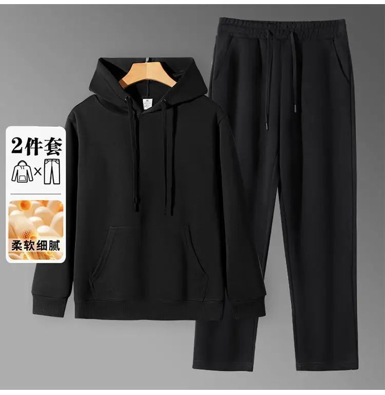 2026 Men's New Straight-Leg Casual Suit Trendy Hooded Sweatshirt and Sweatpants Loose Fit Versatile Casual Autumn Sports Suit