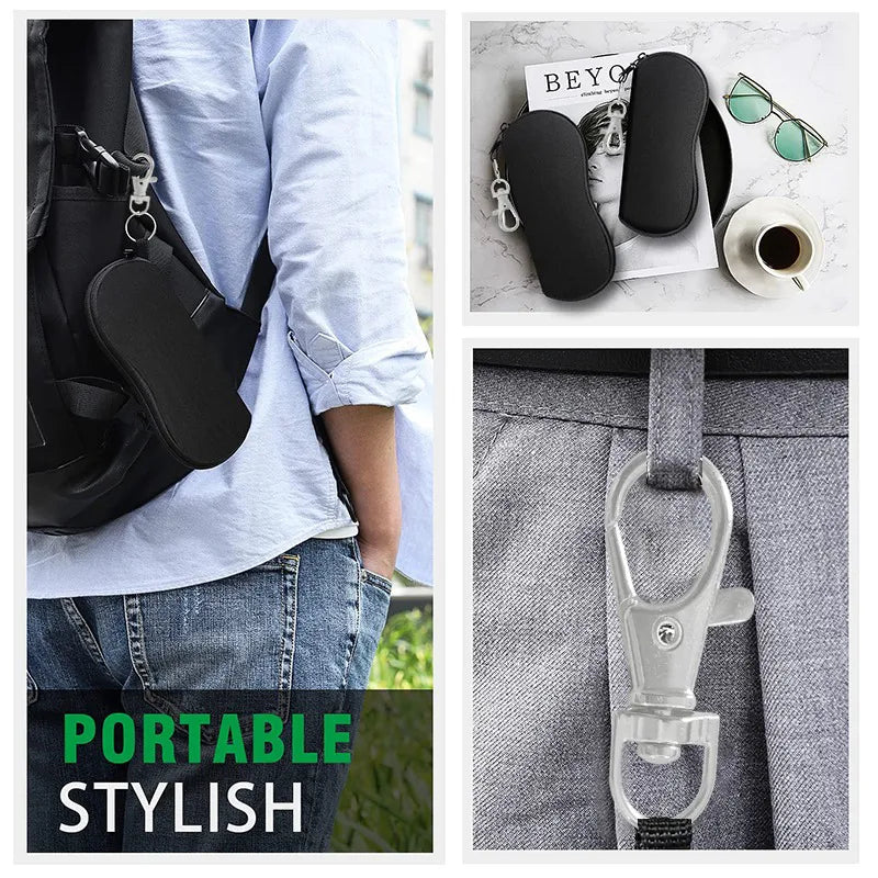 Portable Zipper Soft Glasses Case With Carabiner Sunglasses Case Zipper Eyeglass Pouch Glasses Protective Shell Bag 2 Style