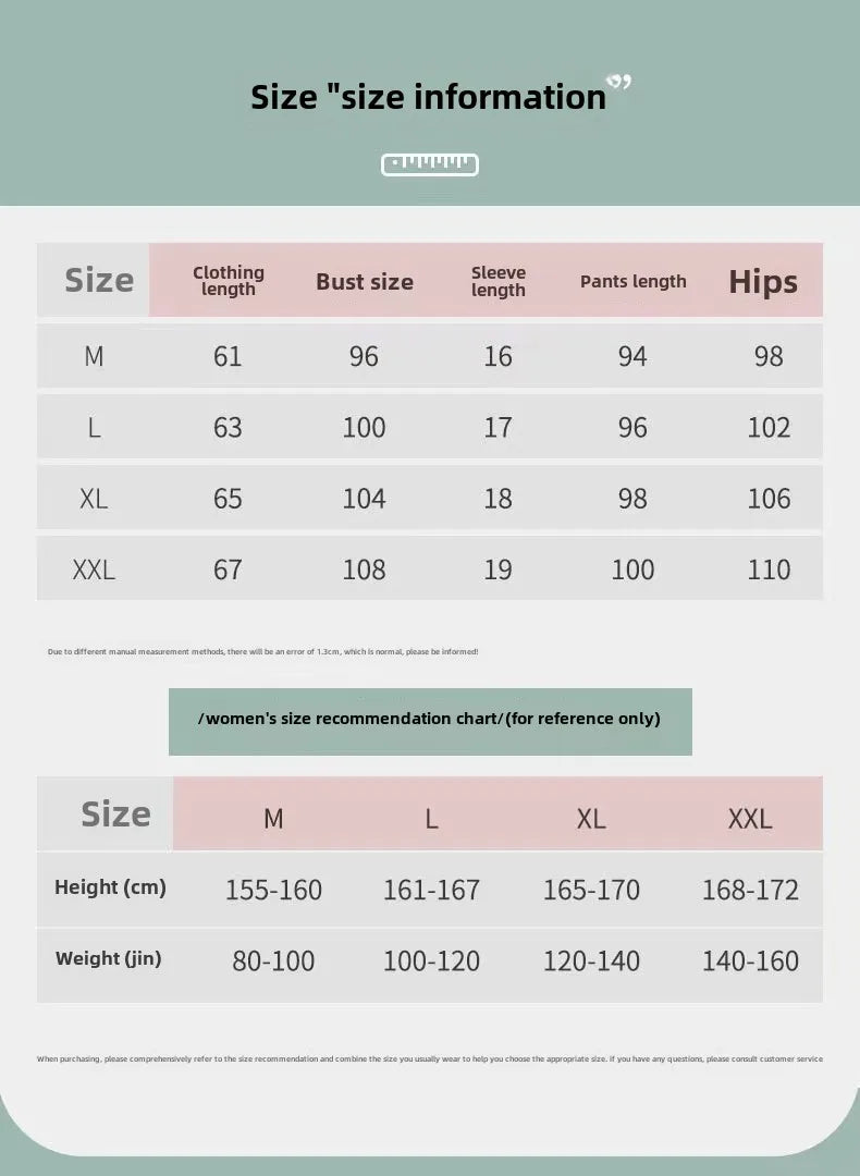 Pyjamas Set for Women‘s Short Sleeve Long Pants Student Casual Cartoon Bear Sweet Cuet Sleepwear Loungewear Romantic Nightwear