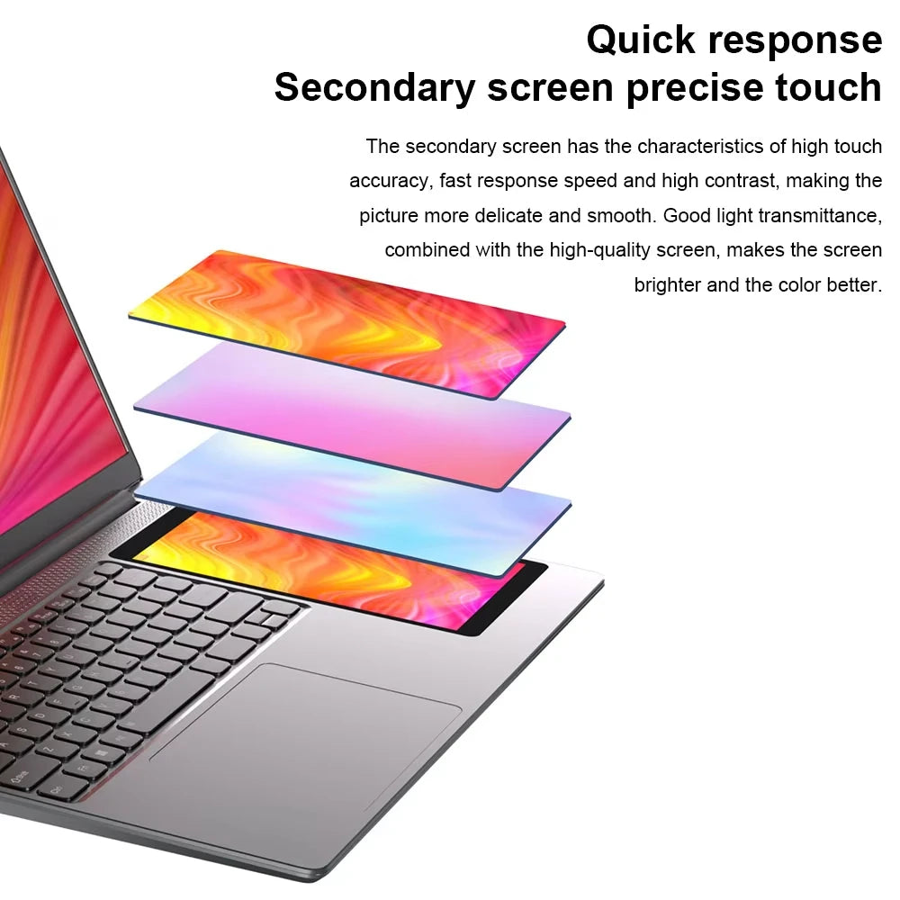 GLF-Y2 Dual Screen Laptop Intel N100 Max 15.6 Inch IPS+7'' Touch 32G DDR4 M.2 2T SSD Slim Business Computer Gen Office Notebook