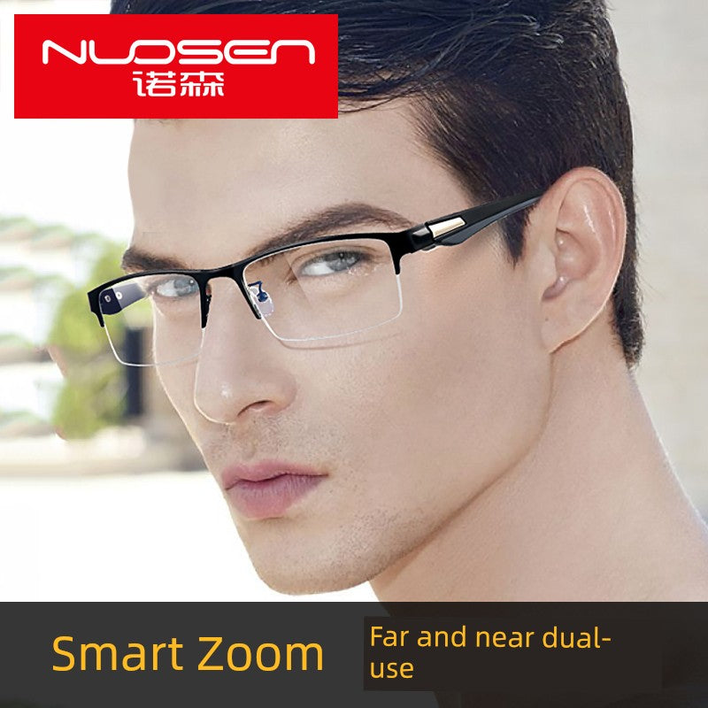 Reading Glasses Men's Automatic Adjustment Degree Intelligent Zoom Dual-Use HD Middle-Aged and Elderly Anti-blue Light Presbyopic Glasses
