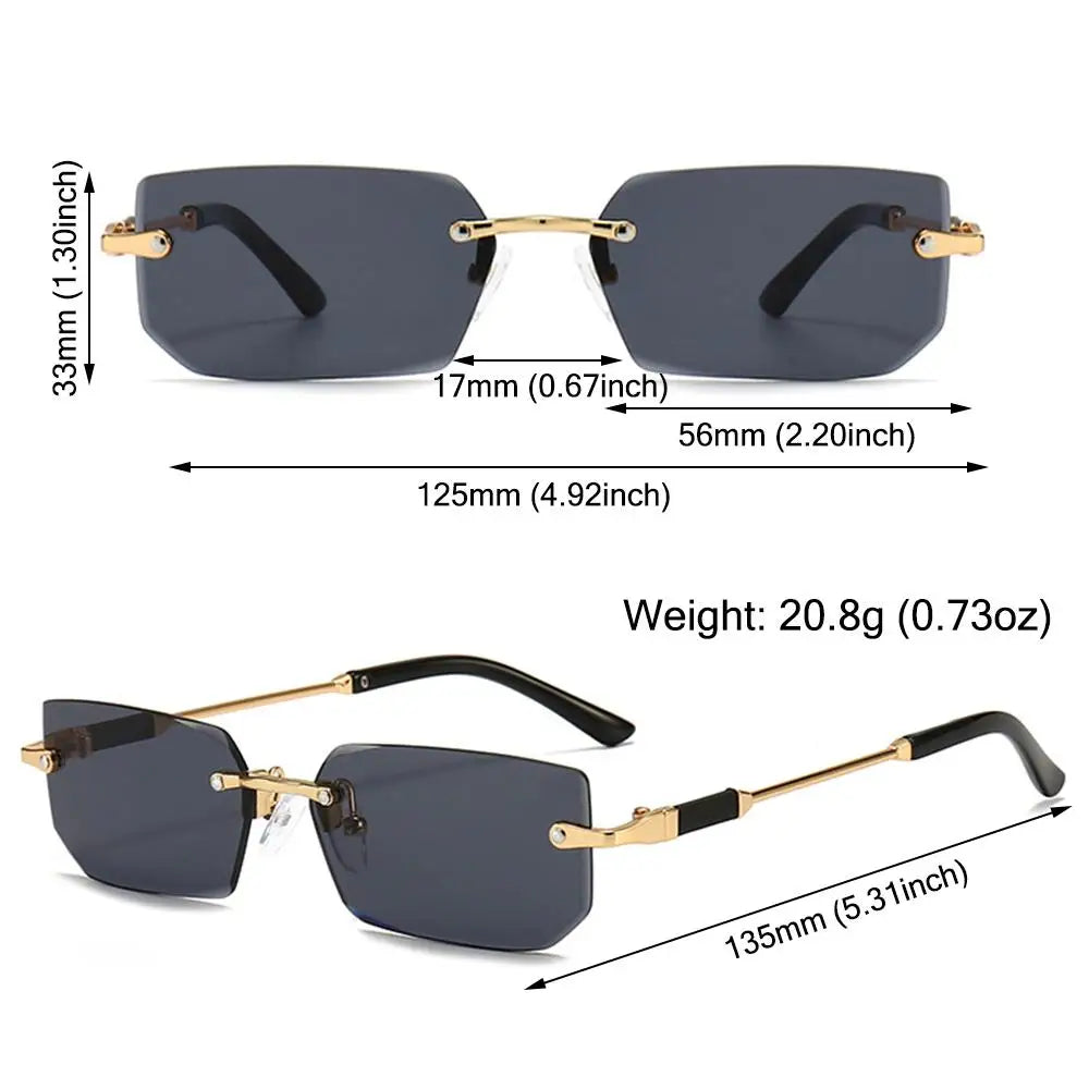 Trendy Rimless Rectangle Sunglasses Personalized Jelly Colored Frameless Sun Glasses Retro Shades Fashion Travel UV400 Eyewear