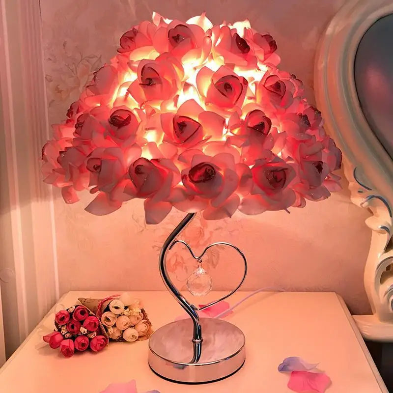 New Creative European Sle Feathers Desk Lamp Bedroom Bede Princ Wedding Room Warm LED Birthday Gift Rose