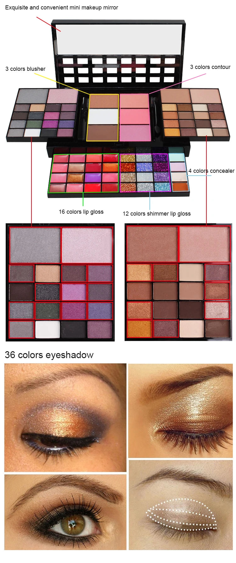 74/78 Colors Eyeshadow Palette Velvet matte and shimmer Long Lasting Easy Makeup Brown Eyeshadow Palette, Pink Eyeshadow Palette
