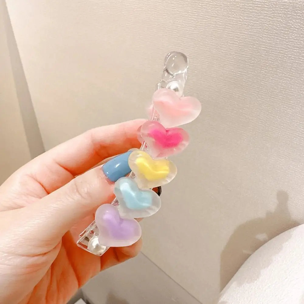 Hair Accessories Acrylic Hair Clips Colorful Love Heart Claw Clips Frosted Star Ponytail Holders Girl