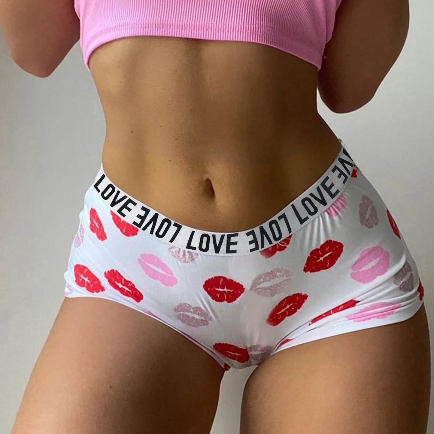 Women Love Print Sexy Boyshort High Waist Cotton Crotch Seamless Underwear For Women Hot Sexy Shaping Panties Calcinhas Sexy