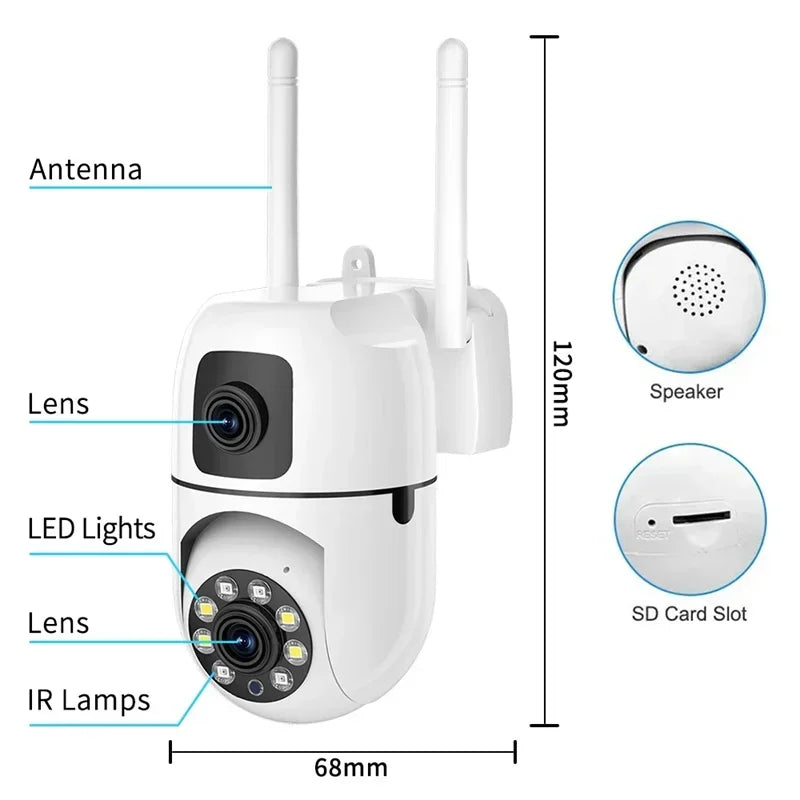 8MP Wifi Camera Dual Lens Security Wireless Outdoor Cameras Two-way Audio Auto Motion Detection Night Vision Home Baby Monitor