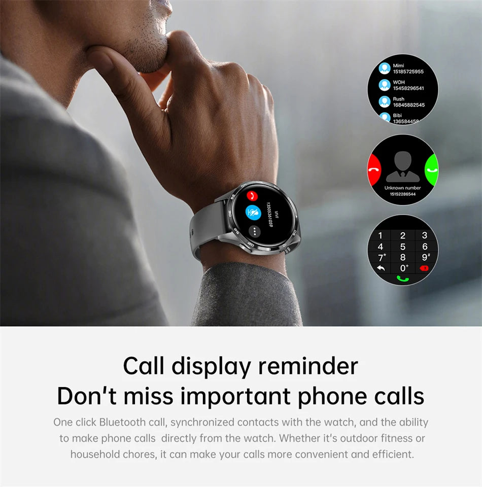 2025 New Mens Smart Watch 360 * 360 Bluetooth Call Smartwatch AMOLED Screen GPS Smart Watches NFC Waterproof Smart Watch for Men