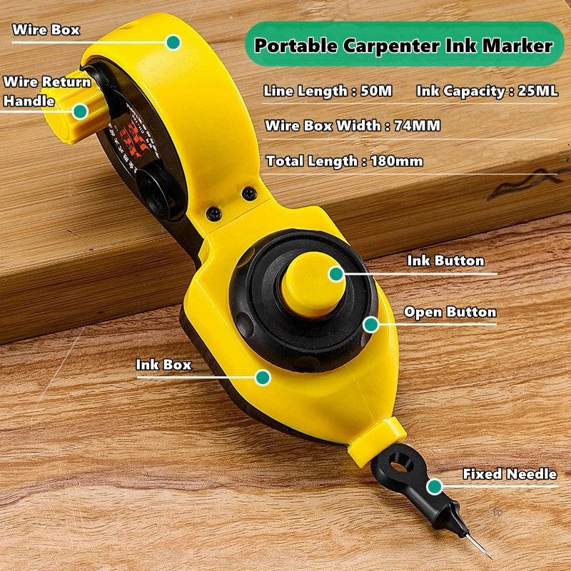 Construction Measuring Tools Ink Marker Duct Woodworking Chalk Ink Drawing Line Marker Carpenter Tools Wood Scriber Nylon Wire
