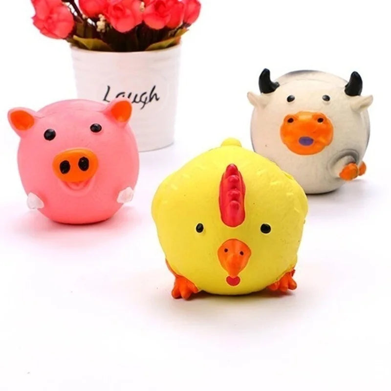 Animals Design Durable Dog Chew Toys Pigs, cows, chickens, Tough Squeaky Dog Grinding Teeth Toys,Pet latex to clean teeth toys