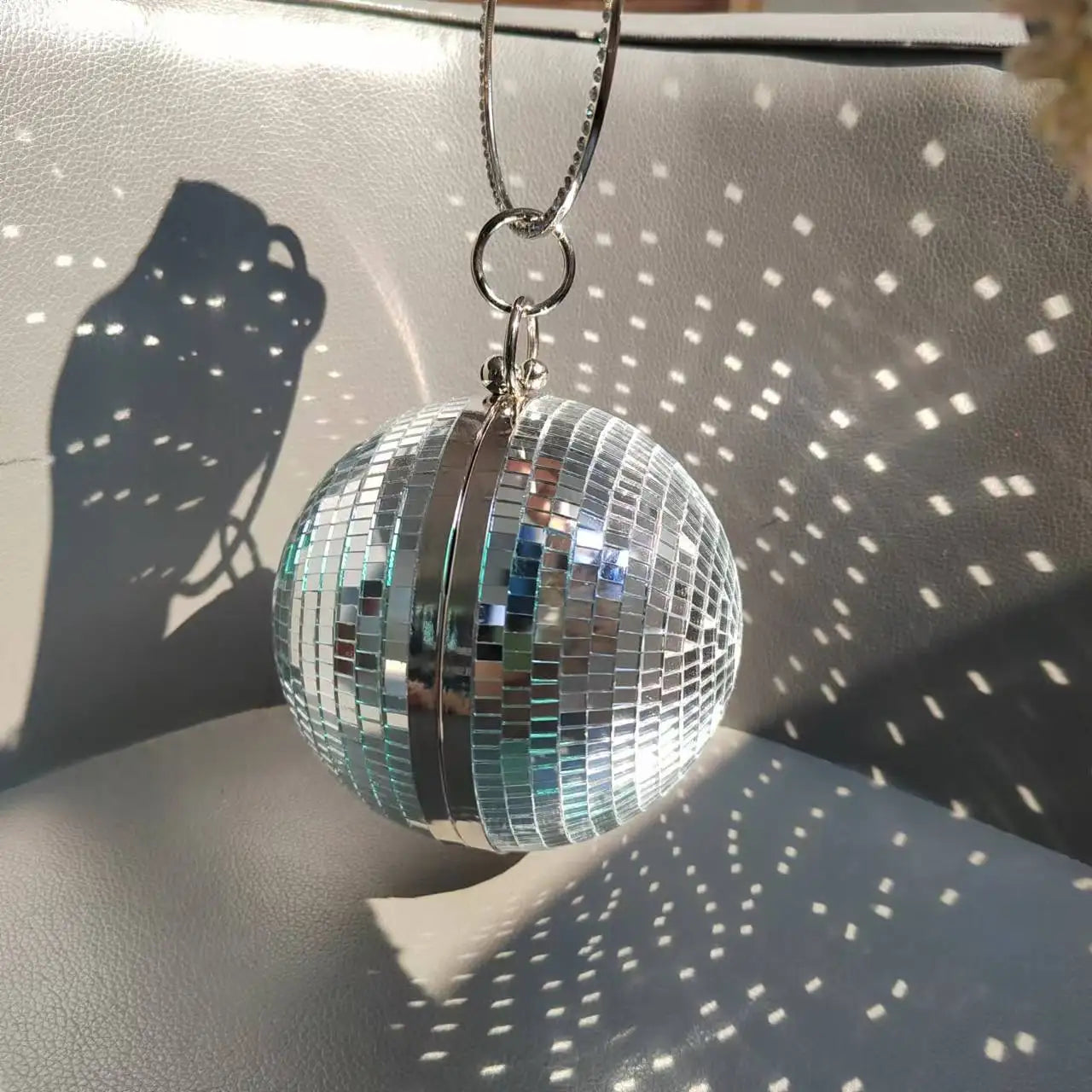 2025  Custom Made Bag Handmade Bag Purse Silver Party  Reflective Disco Ball Clutch Purse Bag