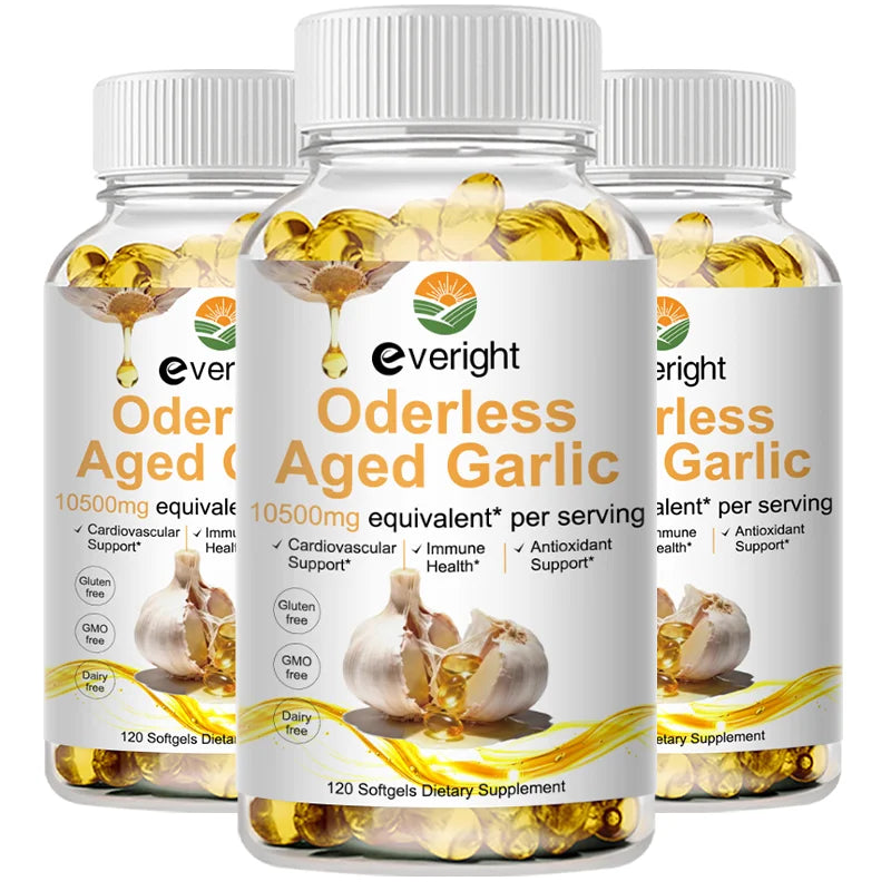 Aged Garlic Extract Capsules – Odorless Formula with Magnesium, Chromium, B1 & B9 – Supports Immune, Heart & Cardiovascular Heal