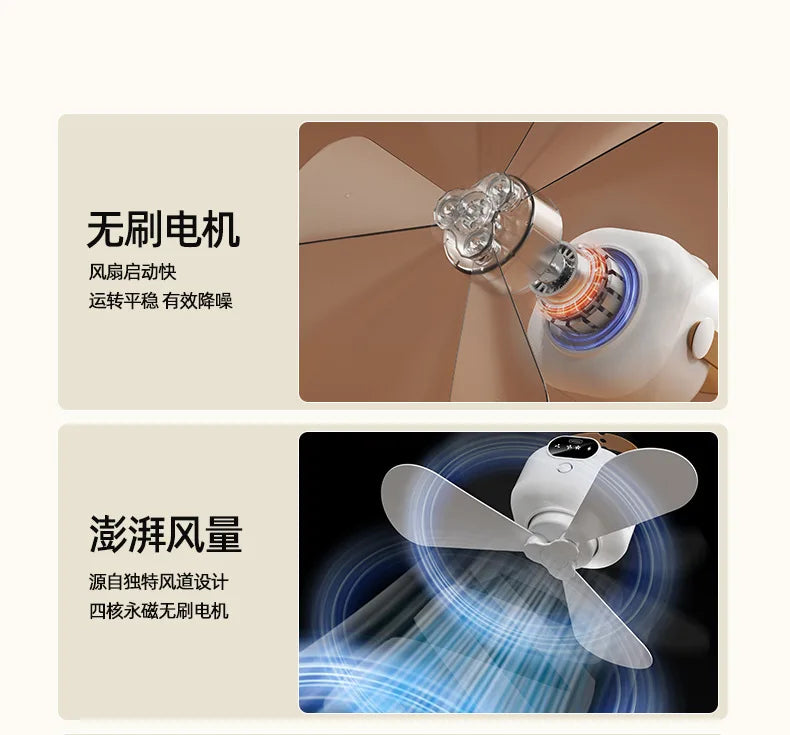 Outdoor Fan Small Ceiling Dormitory Night Light Remote Control Electric Fan Home