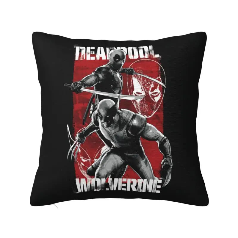 Custom Deadpool Wolverine Cartoon Manga Cushion Cover Soft Cute Pillows