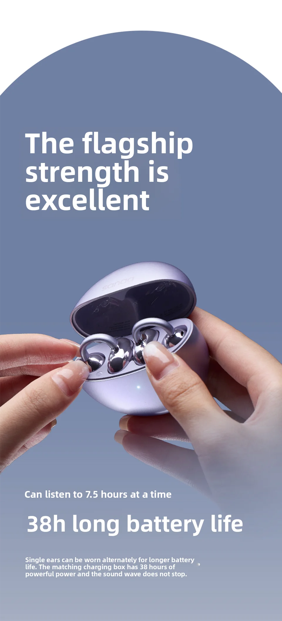 Sanag S6S AI Earphone Open Ear Earphone FreeClip 3D Stereo Sound Bluetooth 5.3 OWS Sport Headphones IPX4 Waterproof