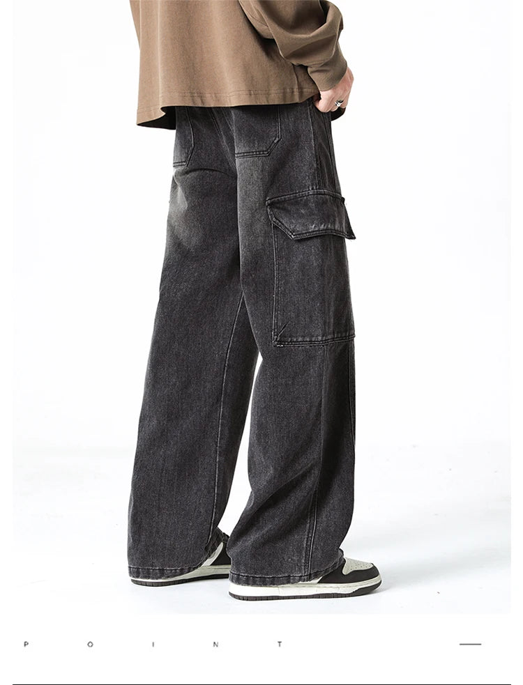 2025 Spring and Summer Men's Jeans Comfortable Versatile Workwear Military Straight Jeans Men's Fashion Trend Classic Style