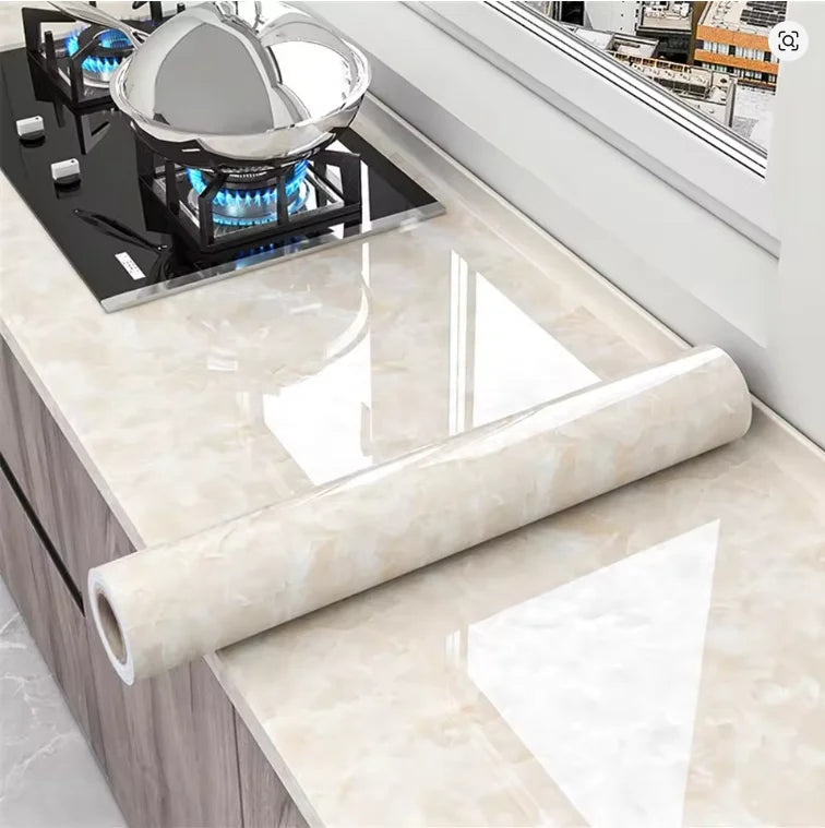 PVC Pearl Film Waterproof Wallpaper Room DIY Self-adhesive Black/White Wardrobe Kitchen High Gloss Paste Furniture Wall Stickers