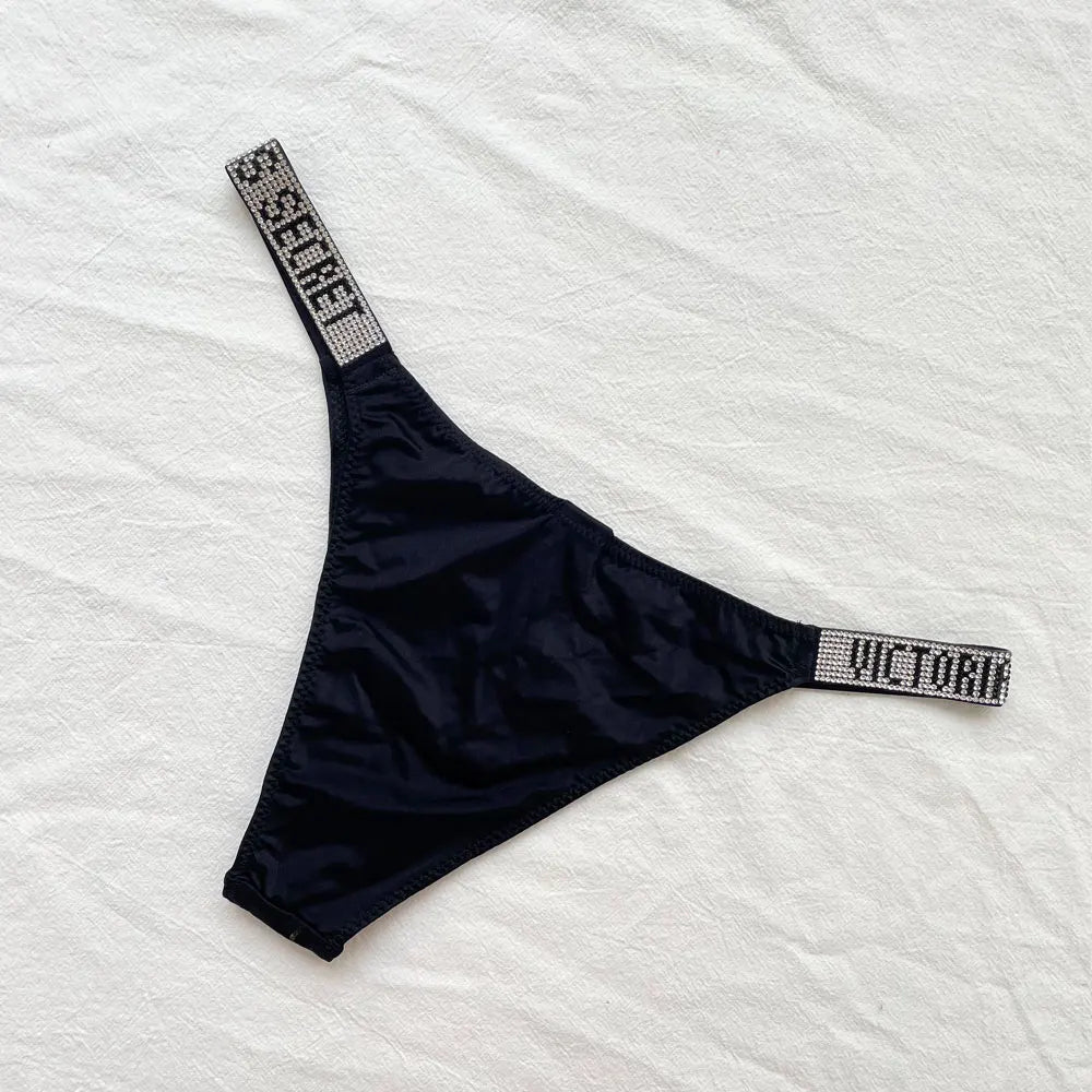 Fashion large size printed women's underwear comfortable rhinestone sexy underwear pink brand thong seamless t-pants metal chain