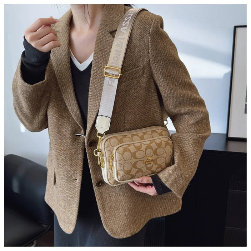 2026 New Retro Luxury Women Shoulder Bag Crossbody Bag Original Circular Pattern Logo Durable Fabric Adjustable Strap Daily Work