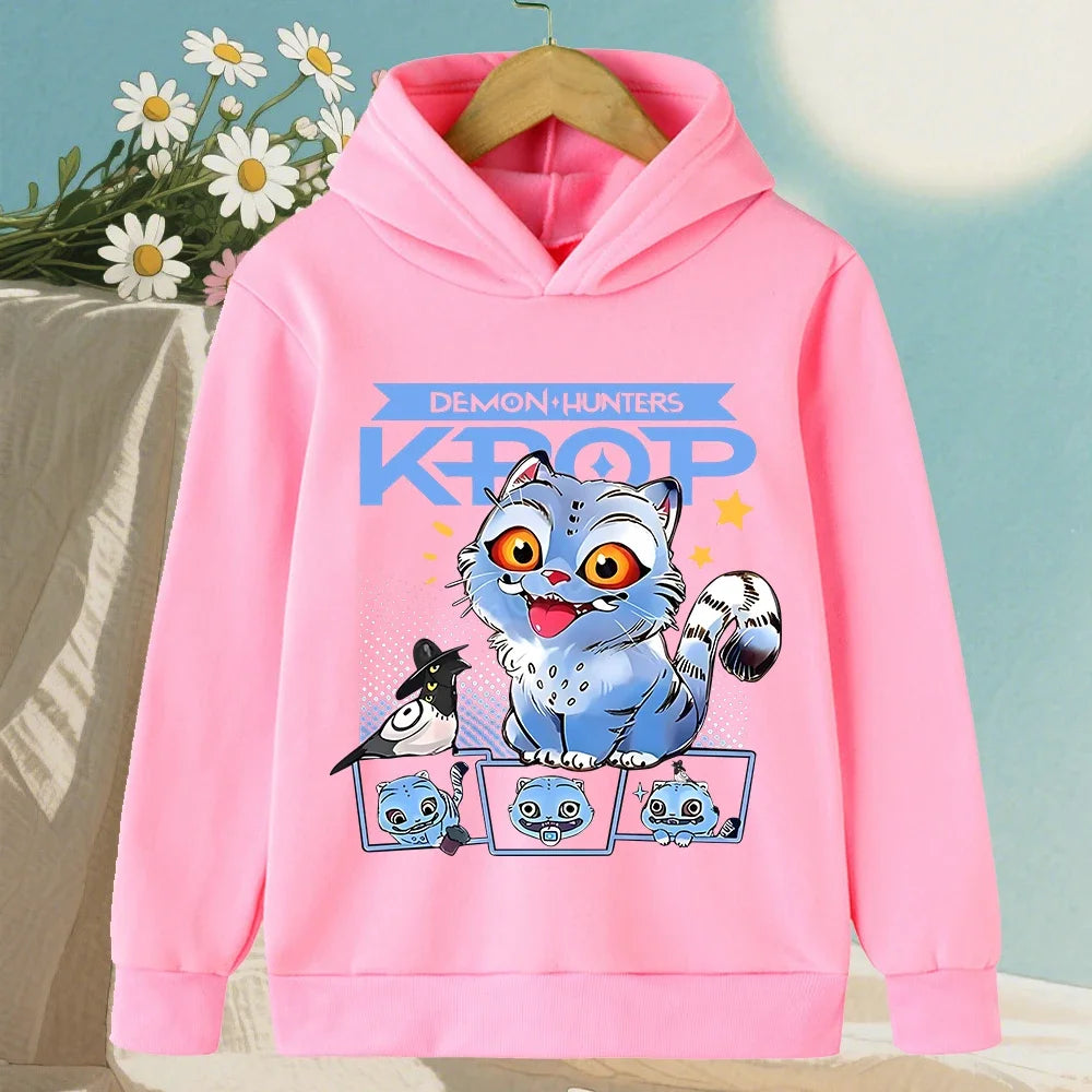 KPop Demon Hunter Boy Girl Hoodies Popular Anime Harajuku Y2K Sports Cute Fashion Children Autumn Winter Sweatshirt Clothing Top