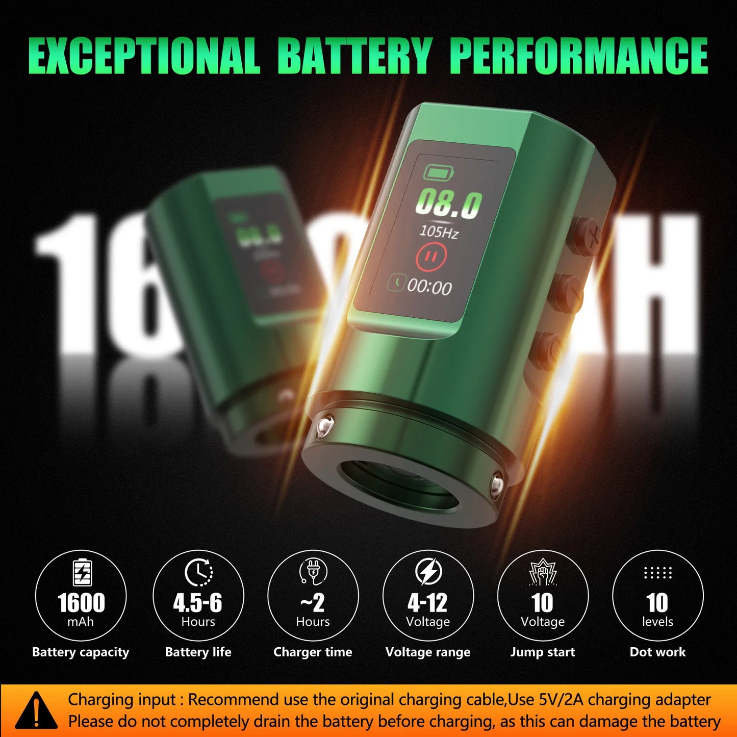 T-Rex D4 Wireless Tattoo Pen Complete Kit 2.0-4.2mm Adjustable Stroke Dot Work Mode 1600mAh Battery Full Tattoo Supplies Set