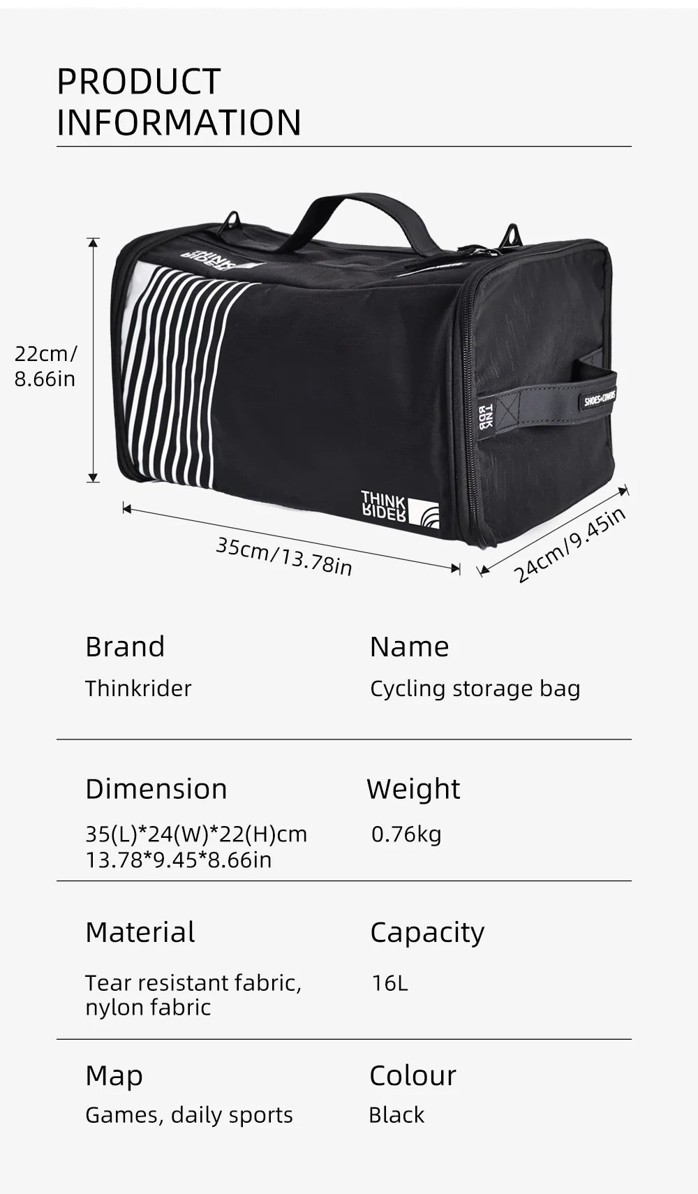 ThinkRider Race Day Essential Cycling Rain Bag Tote with bike helmet and riding shoes, bowling bag, gym bag