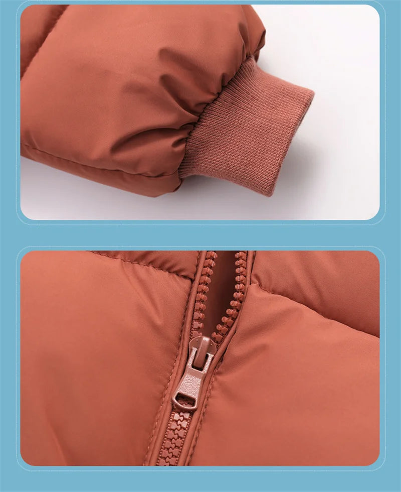 New Baby Warm Jacket Winter Toddler Thickened Outerwear Boys Girls Solid Hooded Coats Children Windproof Overcoat Snowsuit 2-6Y