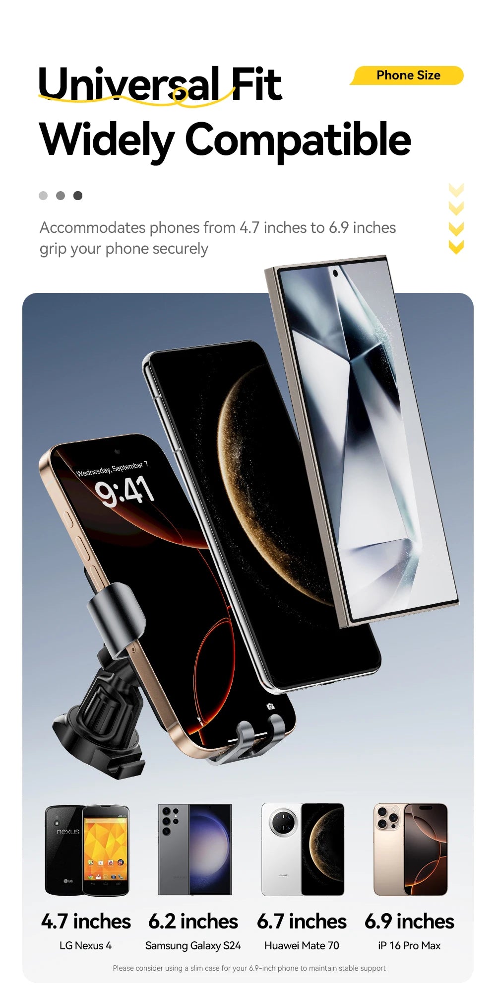 Essager Gravity Car Phone Holder Air Vent Clip Mount Mobilephone Stand For 4.7-6.5 Inch Phone  For iPhone 16 15 14 13 Pro Xiaomi