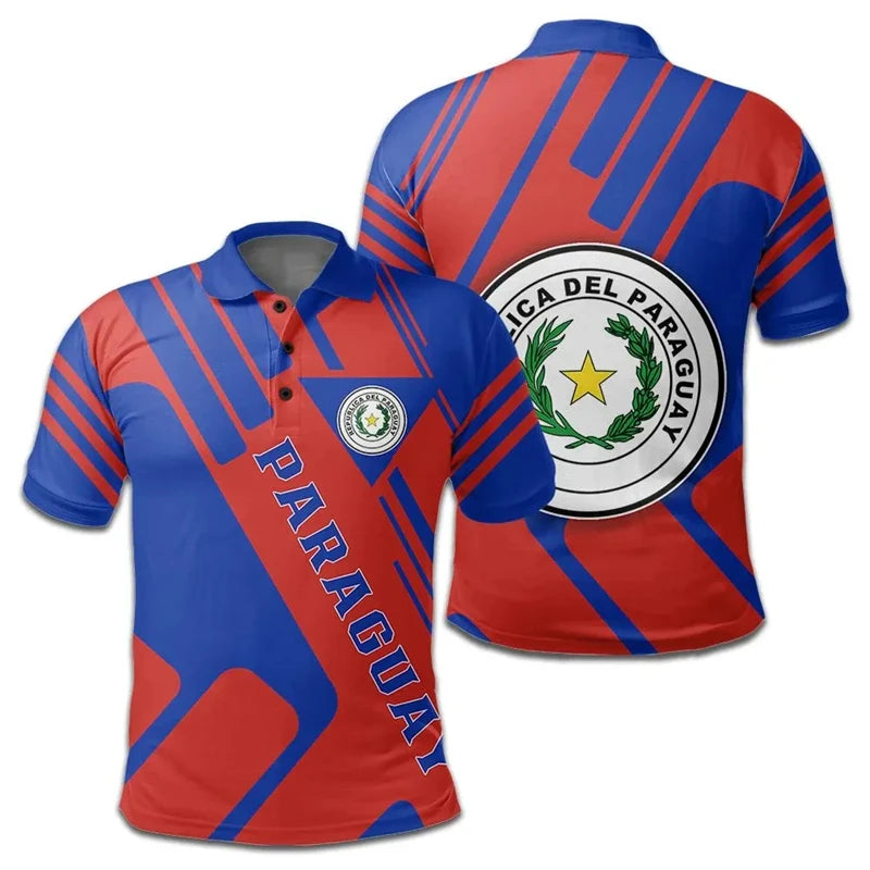 Paraguay Flag Map 3D Print Polo Shirts Daily Casual Sports Jersey POLO Shirt Female Clothing Oversized Short Sleeve Tees Tops