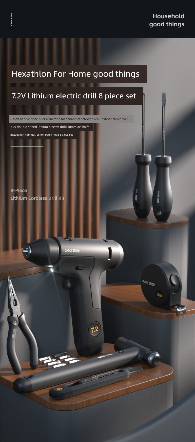 Deli Tools Household Hardware Car Tool Set