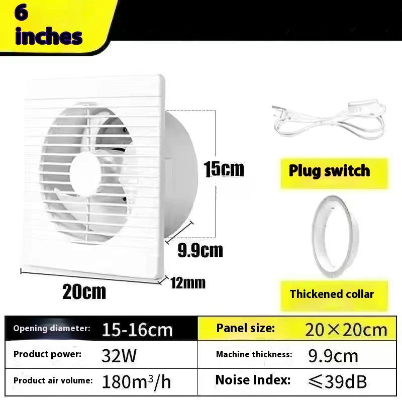 220V 4 inch 6 inch 8inch Hanging Wall White Ventilador Small Ventilator Extractor Exhaust Fans Toilet Bathroom Kitchen Fan