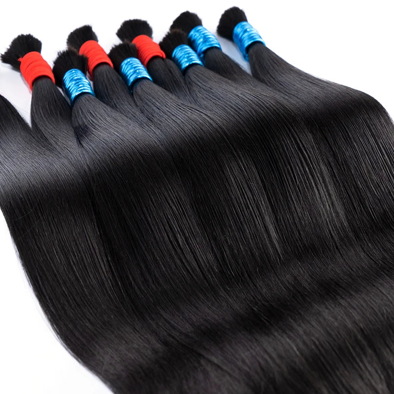 Human Hair Bulk For Braiding Straight Brazilian Virgin Human Hair Bulk No Weft for Braids Straight Bulk Human Hair Natural Black