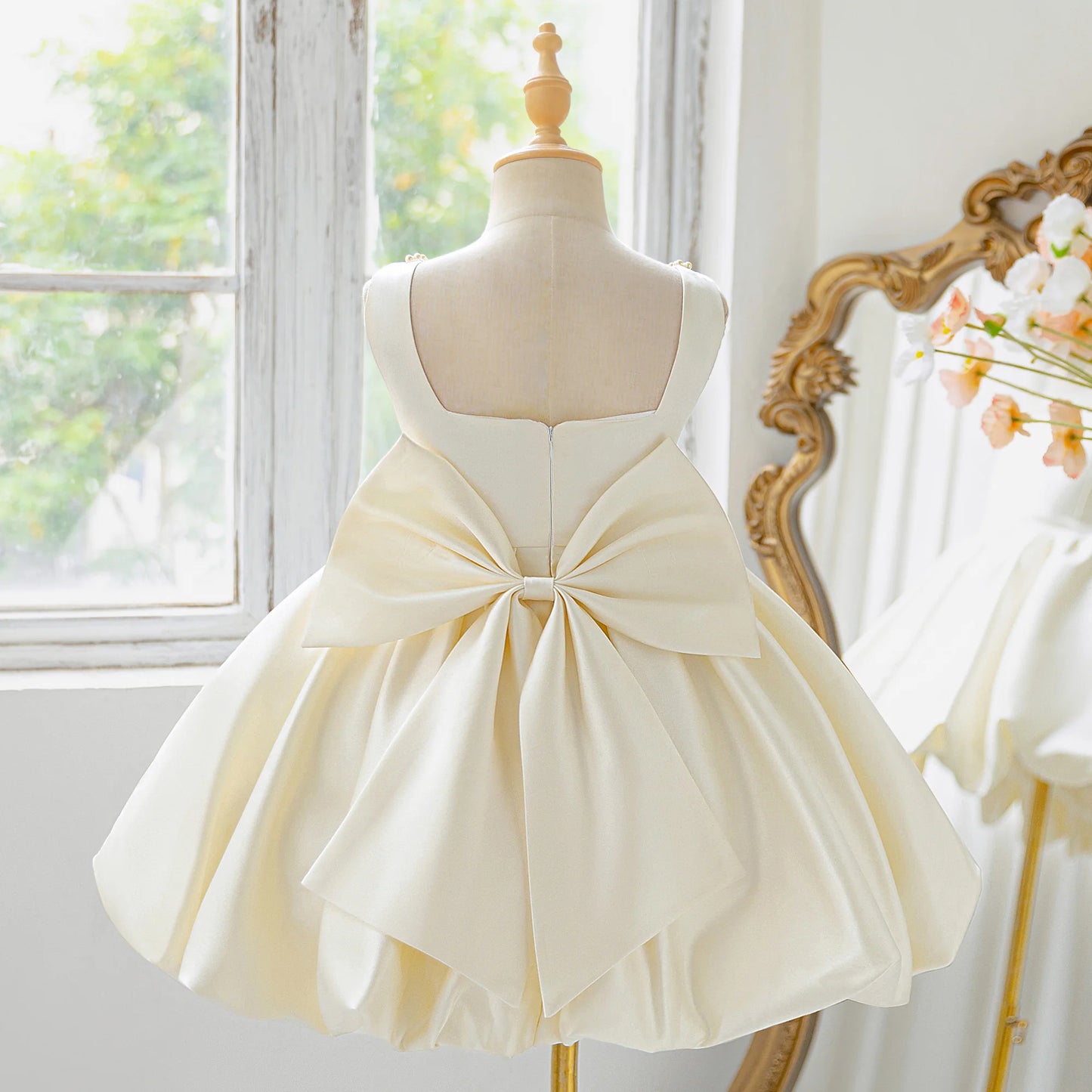 Elegant Big Bow Tutu Party Girls Dress Lolita Wedding Bridesmaid Baptism Princess Dresses Girl Summer Birthday Evening Prom Gown