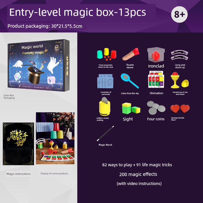 Children's Magic Props Toy Gift Box Close-Up Kindergarten Performance Set Magic Tricks Boy's Birthday Gift Shocking